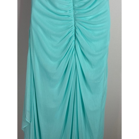 David's Bridal Women's Halter Neck Turquoise Maxi Dress Sz.10 - Picture 8 of 12